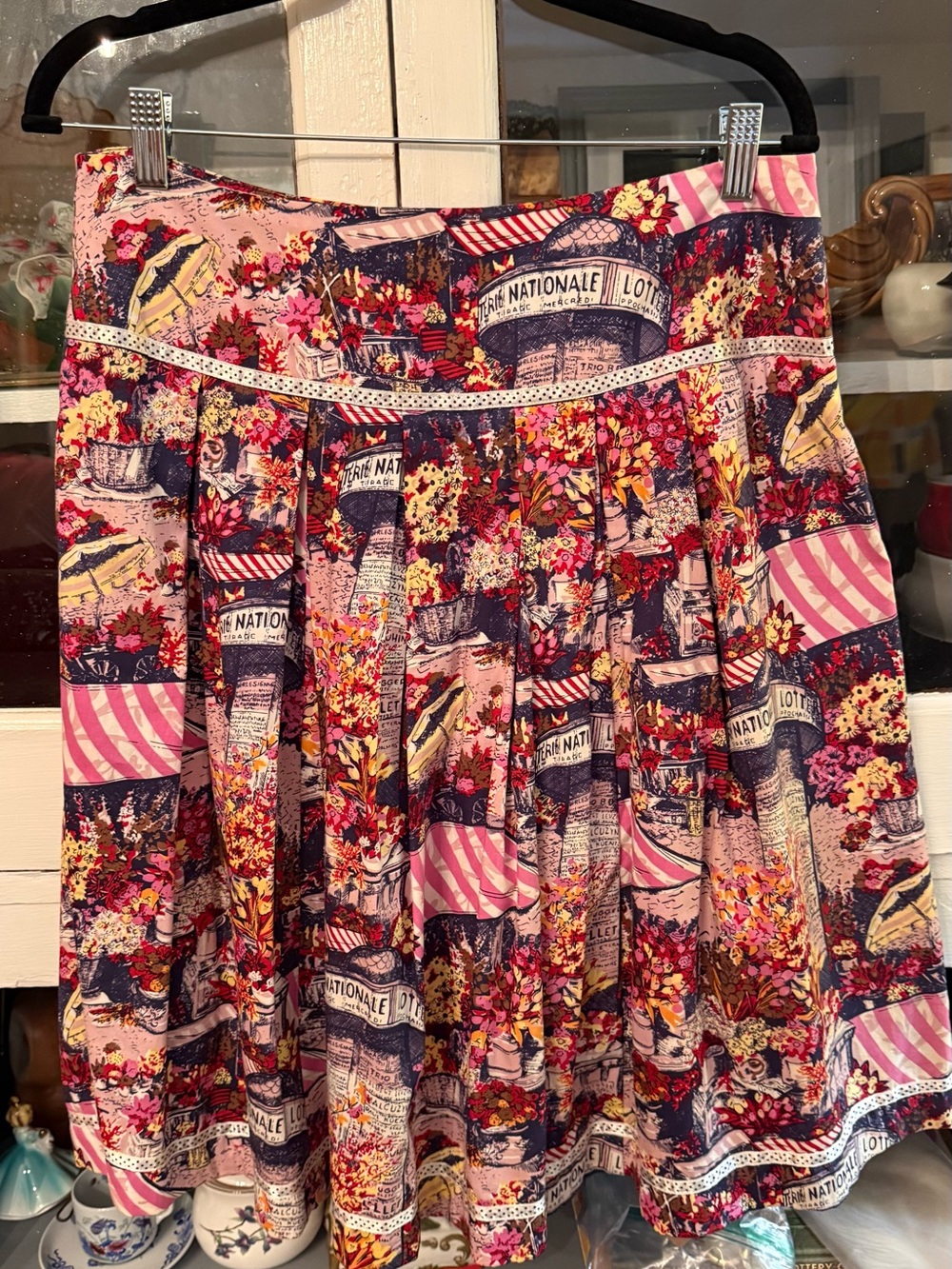 Autograph Pink & Navy Floral Patchwork Skater Skirt